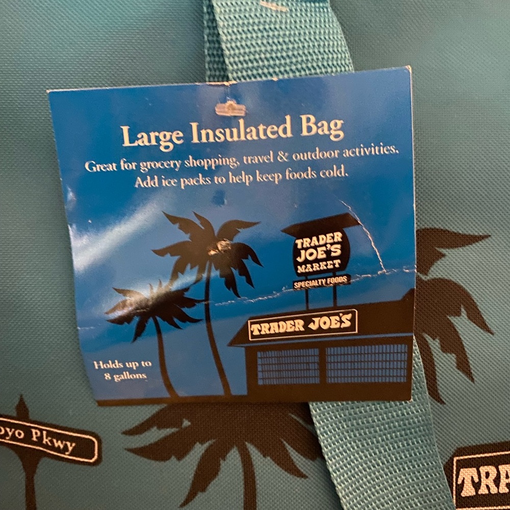 NWT TRADER JOE’S Blue Insulated Tote Bag w/Sturdy Handles and Zipper Top - Picture 11 of 11